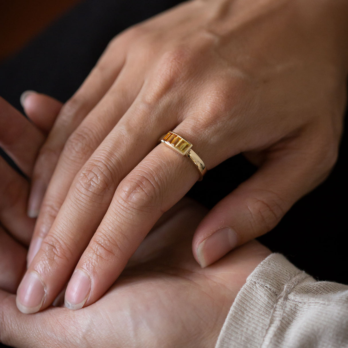 Citrus Sunset ring with Yellow Sapphires in 9 carat Gold