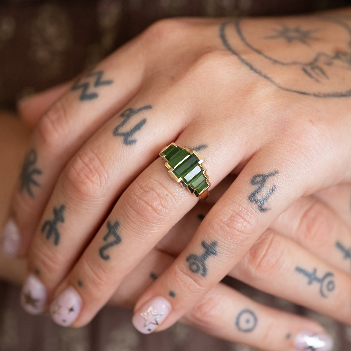 Pounamu Hall of Mirrors Gold Ring
