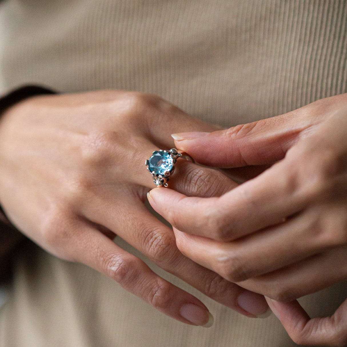 Topaz Twin Octopus ring in Sterling Silver