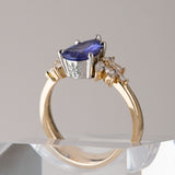 Tanzanite and Diamond Snow Queen ring in 14ct Gold and Platinum