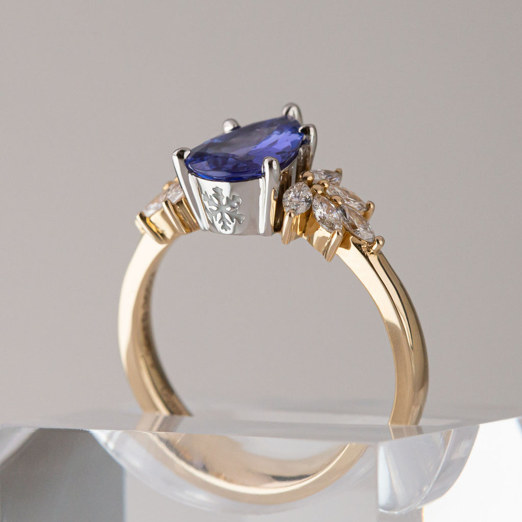 Tanzanite and Diamond Snow Queen ring in 14ct Gold and Platinum