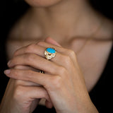 Turquoise Egyptian Fox ring in 9 carat Gold