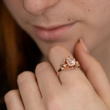 3 carat White Sapphire Twin Cherub ring in 9 carat Pink Gold