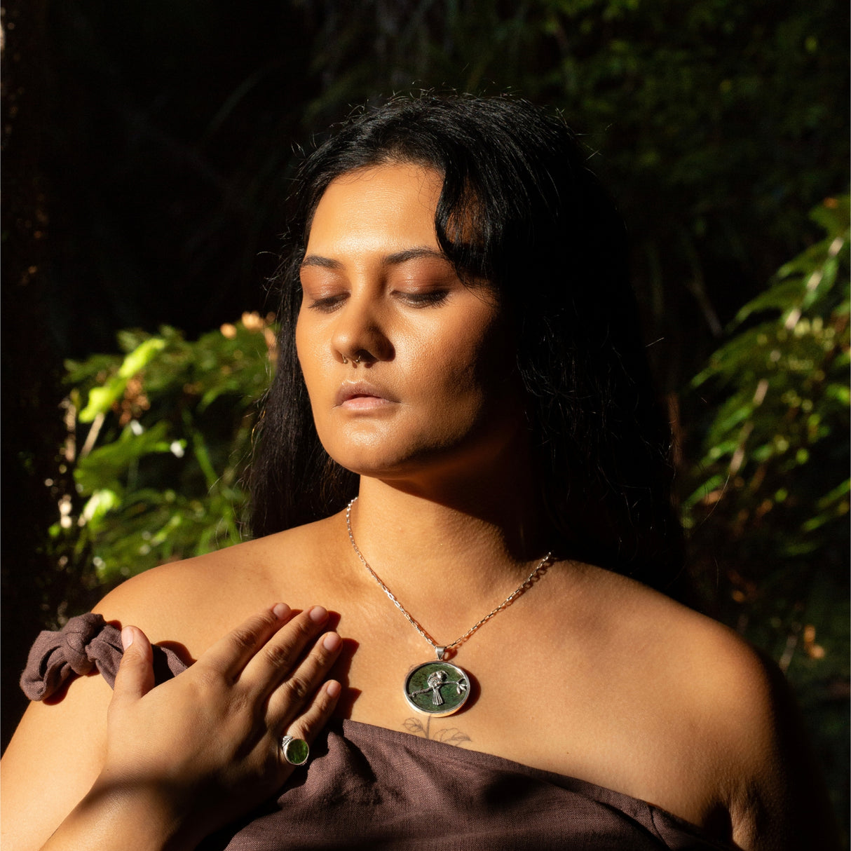 Black Pounamu Celestial Tui pendant in Sterling Silver