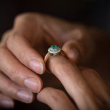 Baby UFO ring with Emeralds and Diamonds in Platinum and 18 carat Gold