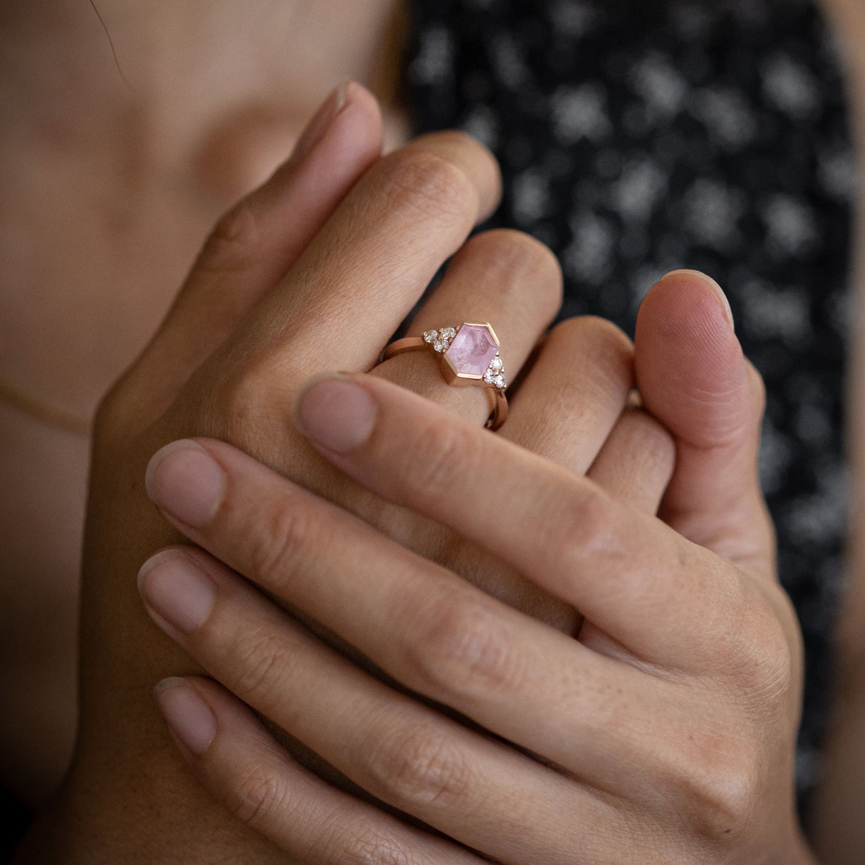 Candyfloss ring with Pink Sapphire and Diamonds in 9 carat Pink Gold