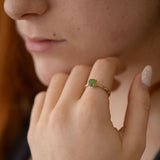 Baby Dewdrop ring with Pounamu in 9 carat Gold