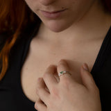 Lovebug ring with Pounamu and Cubic Zirconia in Sterling Silver