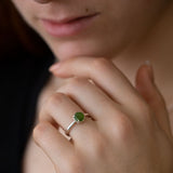 Baby Dewdrop ring with Pounamu in Sterling Silver