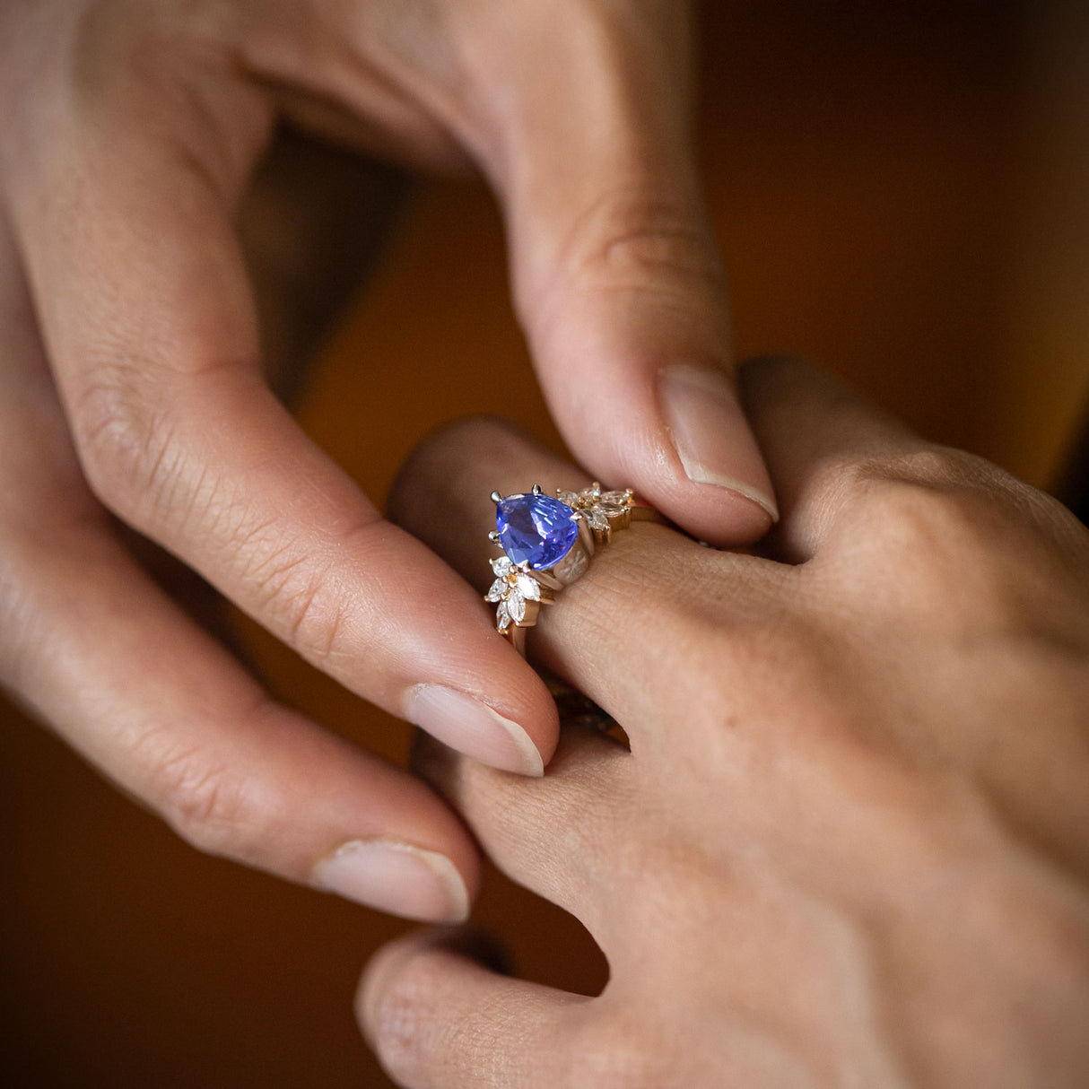 Tanzanite and Diamond Snow Queen ring in 14ct Gold and Platinum