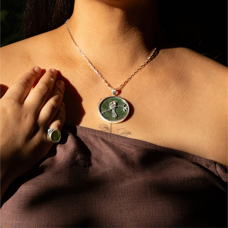 Black Pounamu Celestial Tui pendant in Sterling Silver