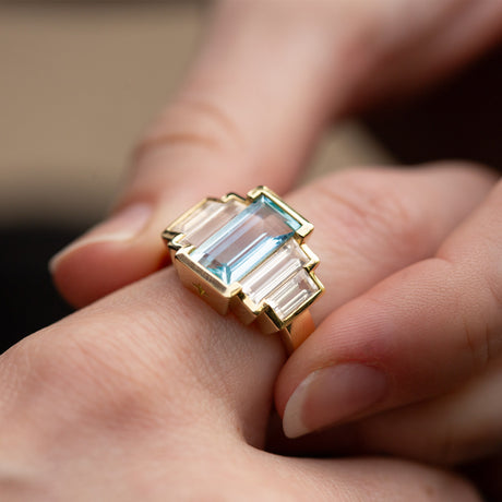 Aquamarine Broadway Star Ring