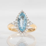 1.94 carat Aquamarine and Diamond Starlight ring in 9 carat Gold and Platinum