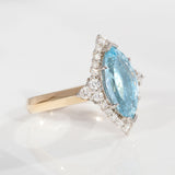 1.94 carat Aquamarine and Diamond Starlight ring in 9 carat Gold and Platinum