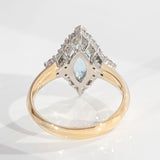 1.94 carat Aquamarine and Diamond Starlight ring in 9 carat Gold and Platinum