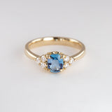Frosted Bluebell Ring with Aquamarine & Diamonds