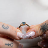 Frosted Bluebell Ring with Aquamarine & Diamonds