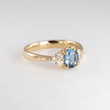 Frosted Bluebell Ring with Aquamarine & Diamonds