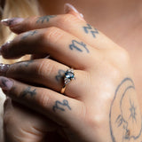 Frosted Bluebell Ring with Aquamarine & Diamonds