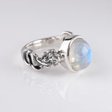 Mermaid ring in Sterling Silver with Rainbow Moonstone