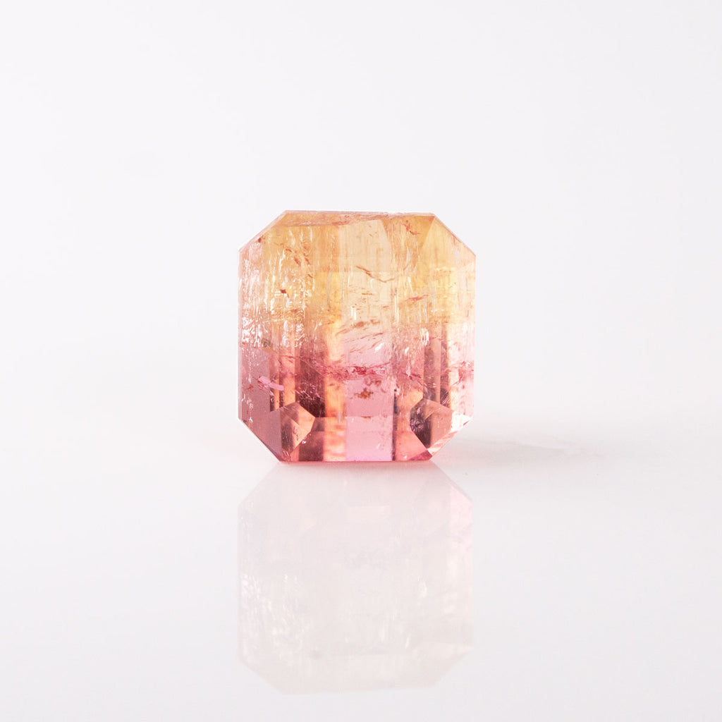 Yellow to Pink Sunset Tourmaline Emerald Cut 4.45 carats