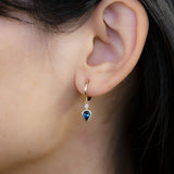 Blue Sapphire Teardrop and Diamond earrings in 9 carat Gold