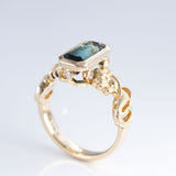 Blue Fade Tourmaline Twin Mermaid ring in 9 carat Gold