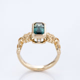 Blue Fade Tourmaline Twin Mermaid ring in 9 carat Gold