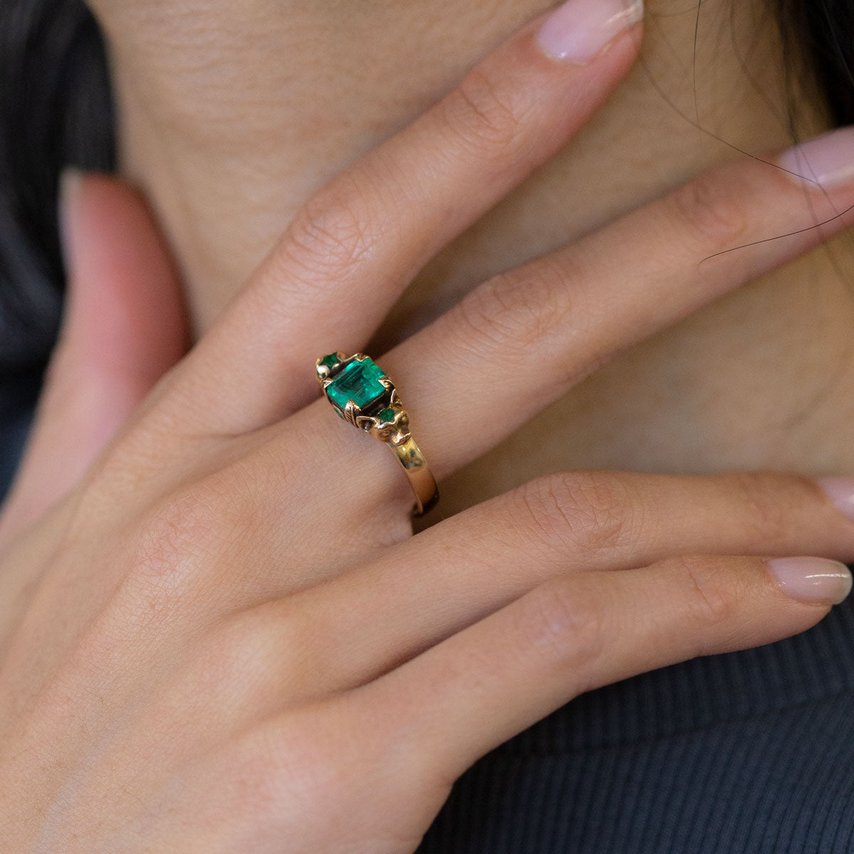 1.07 carat Emerald Catnip ring in 14 carat Gold