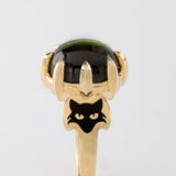 Witch's Cat ring with 5.95 carat Green Cat's Eye Tourmaline in 9 carat Gold