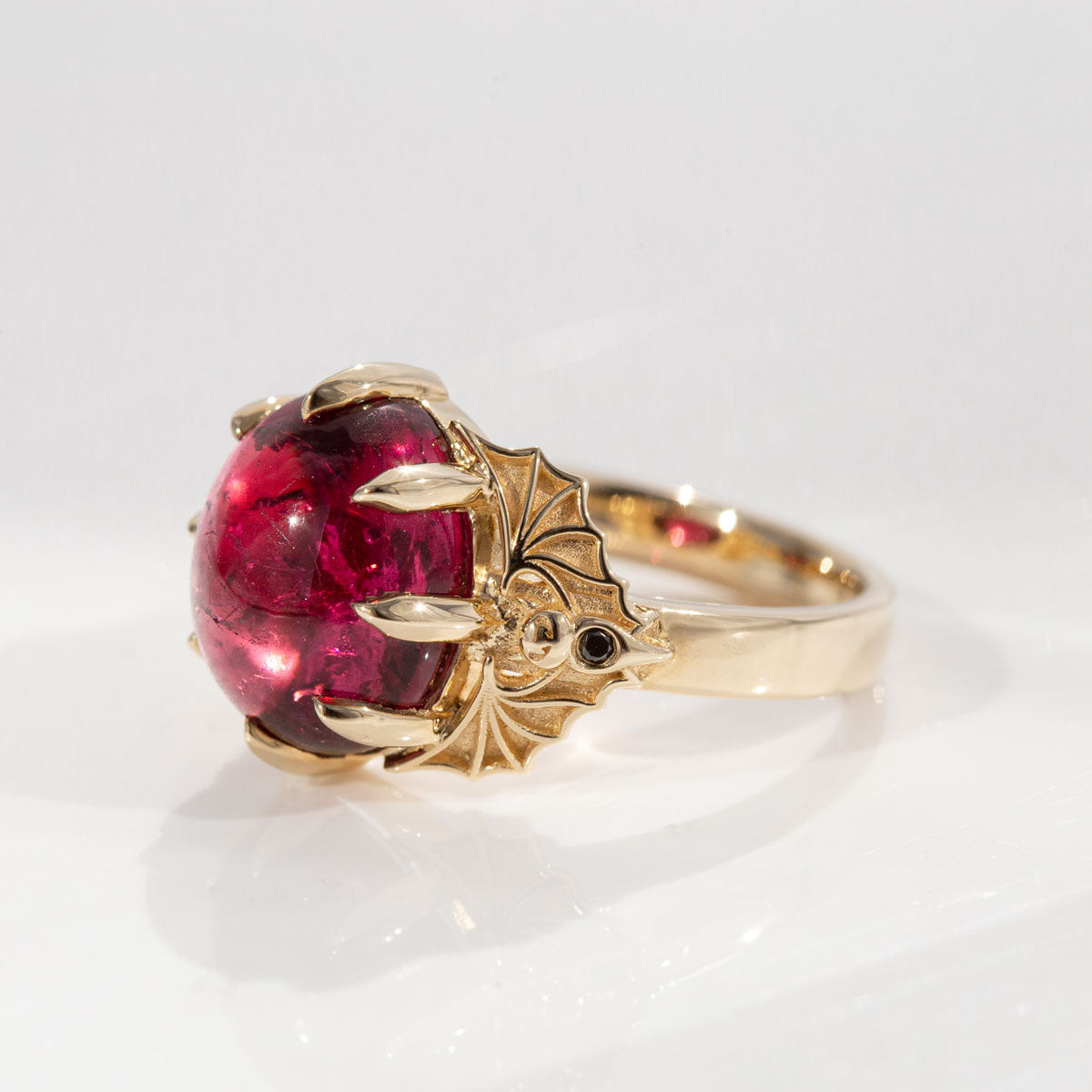 8.84 ct Blood Red Tourmaline Vampire ring in 9 carat Gold