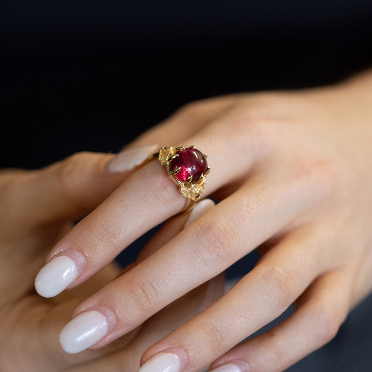 8.84 ct Blood Red Tourmaline Vampire ring in 9 carat Gold