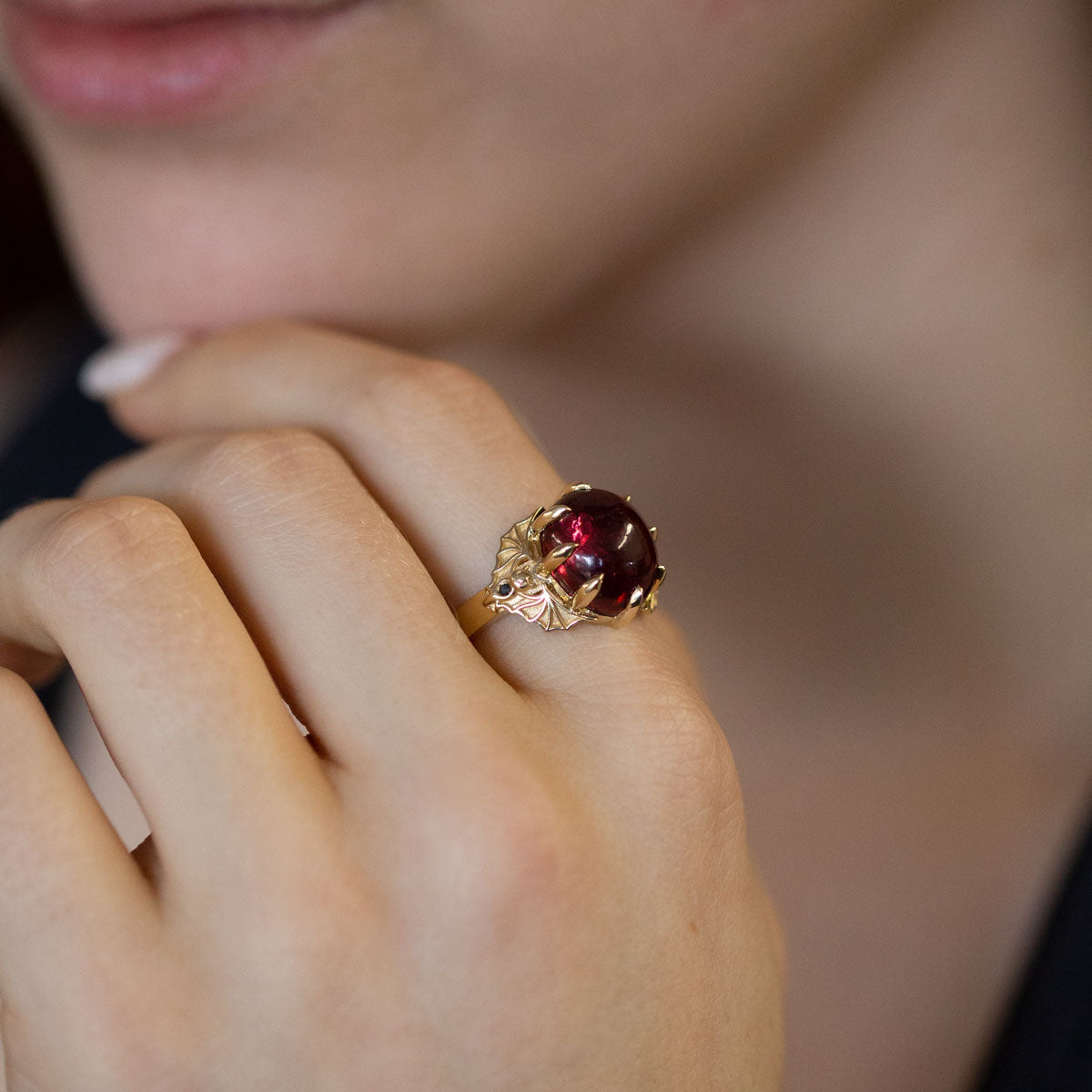 8.84 ct Blood Red Tourmaline Vampire ring in 9 carat Gold