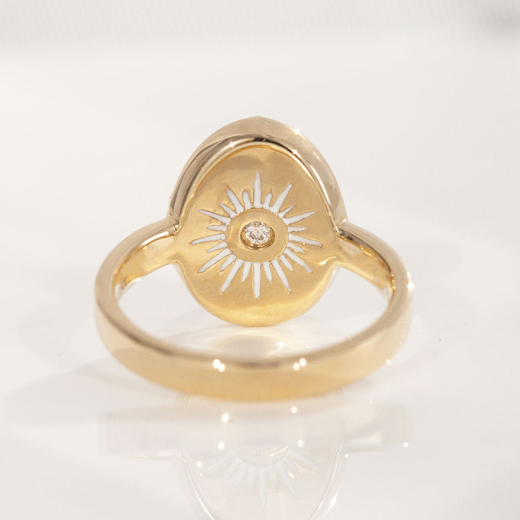 Diamond Temple of the Sun ring in 9 carat Gold