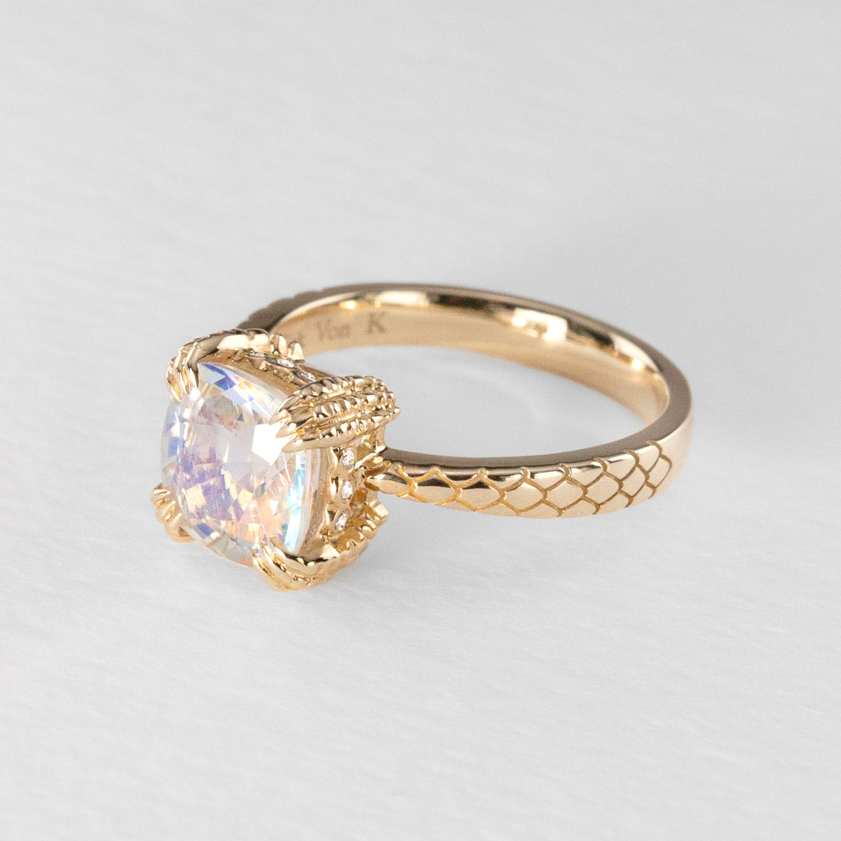 Rainbow Moonstone Dragon Claw Ring