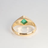 Asscher Cut Emerald Geometric Signet ring in 9 carat Gold