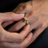 Grey Spinel Raindrop ring in 9 carat Gold