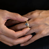 Grey Spinel Raindrop ring in 9 carat Gold