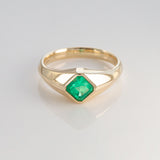 Asscher Cut Emerald Geometric Signet ring in 9 carat Gold