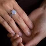 Mermaid ring in Sterling Silver with Rainbow Moonstone