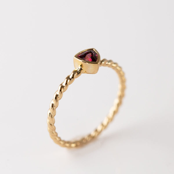 Burgundy Garnet Tiny Treasure Ring in 9 carat Yellow Gold