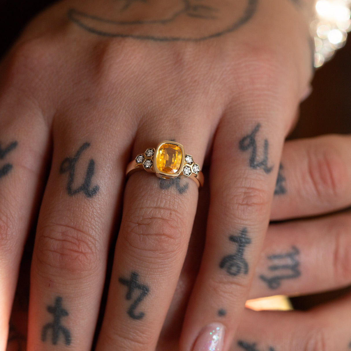 Golden Honey Comb Ring