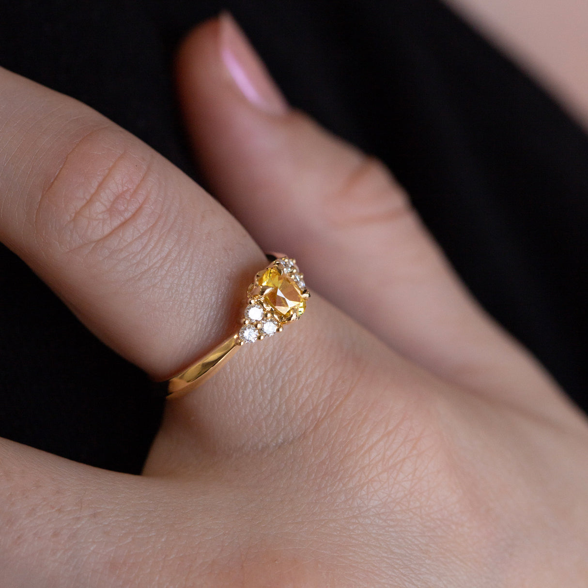 Golden Sapphire Beetle Ring