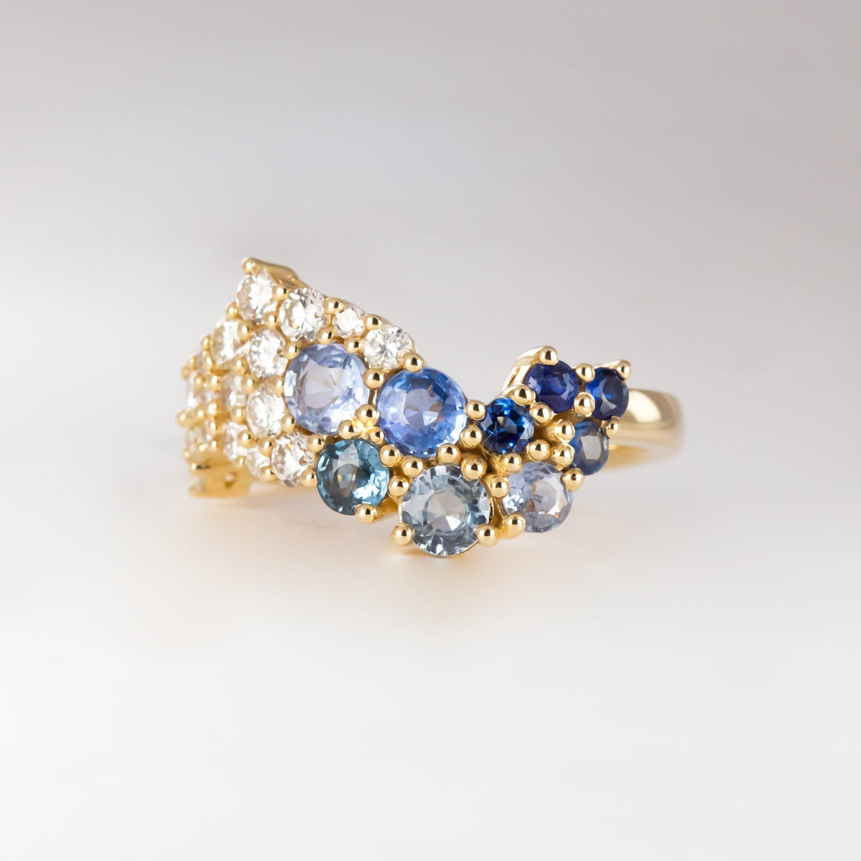 Great Wave Ring with Sapphires & Diamonds