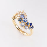 Great Wave Ring with Sapphires & Diamonds