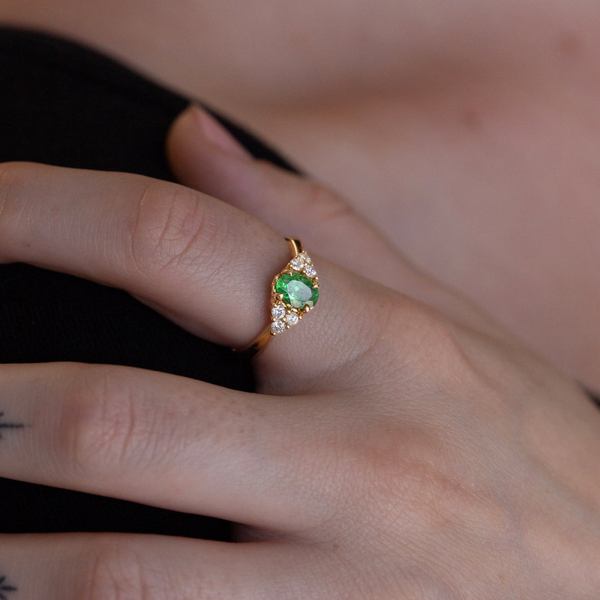 Green Garnet Beetle Ring
