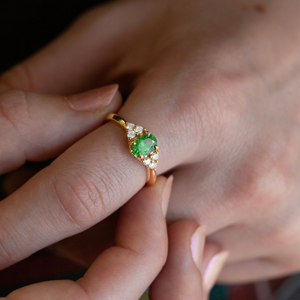 Green Garnet Beetle Ring