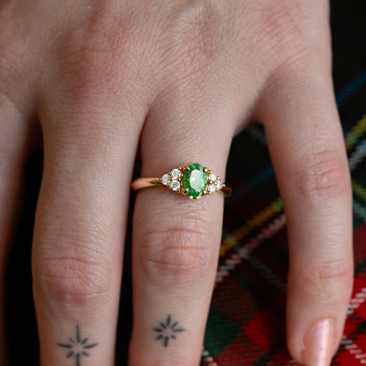 Green Garnet Beetle Ring