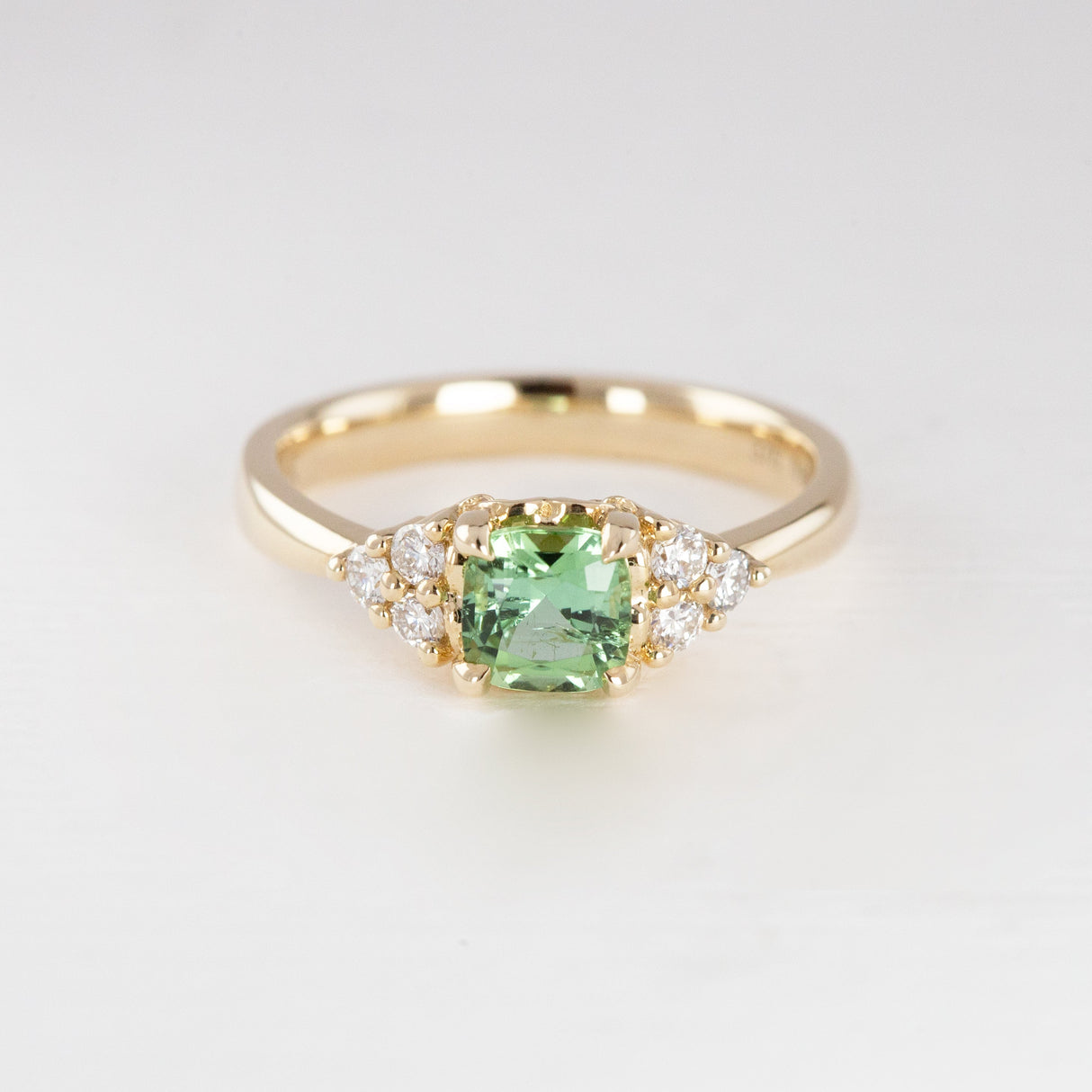 Frosted Dahlia Ring with Tourmaline & Diamonds