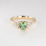 Frosted Dahlia Ring with Tourmaline & Diamonds